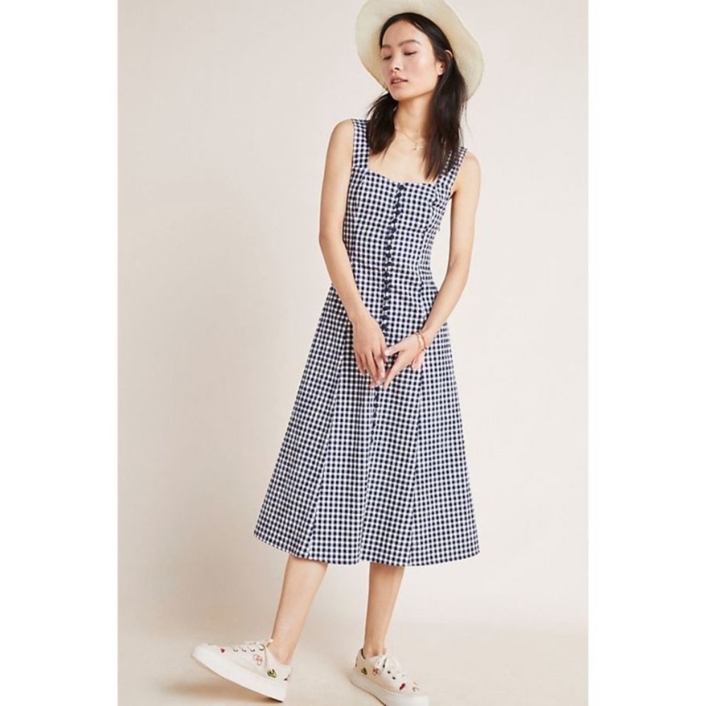 Anthropologie Checkered Spring Dress 4P NWT